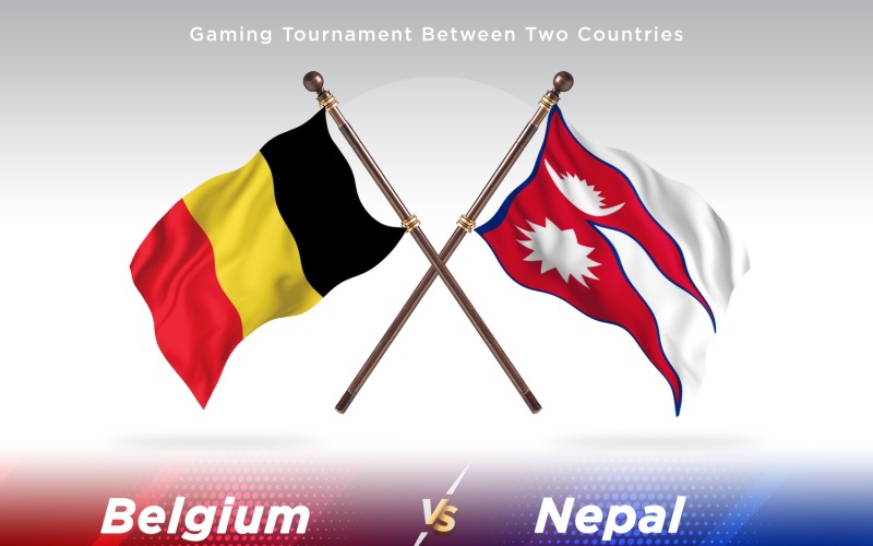 Belgium versus Nepal Two Flags Illustration