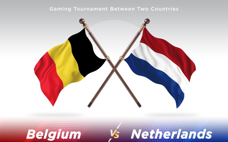 Belgium versus Netherlands Two Flags Illustration
