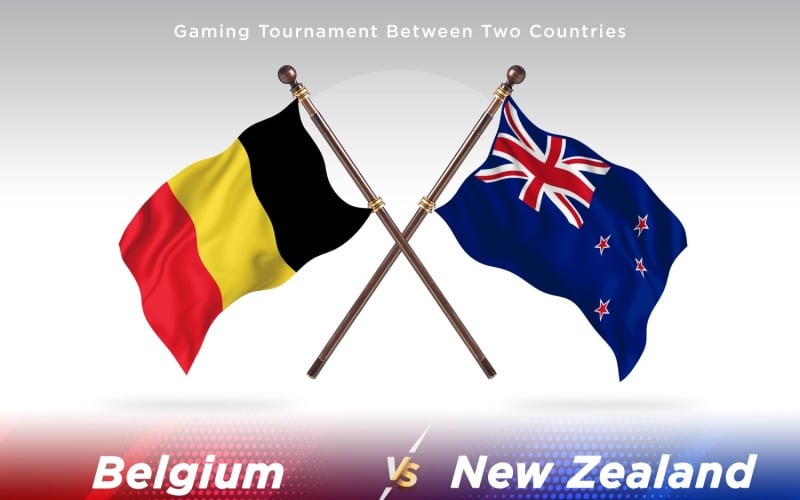 Belgium versus new Zealand Two Flags Illustration