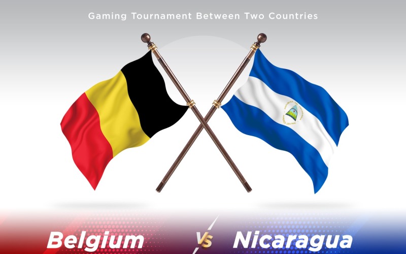 Belgium versus Nicaragua Two Flags Illustration