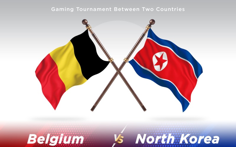 Belgium versus north Korea Two Flags Illustration