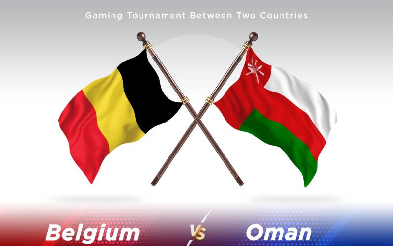 Belgium versus Oman Two Flags Illustration