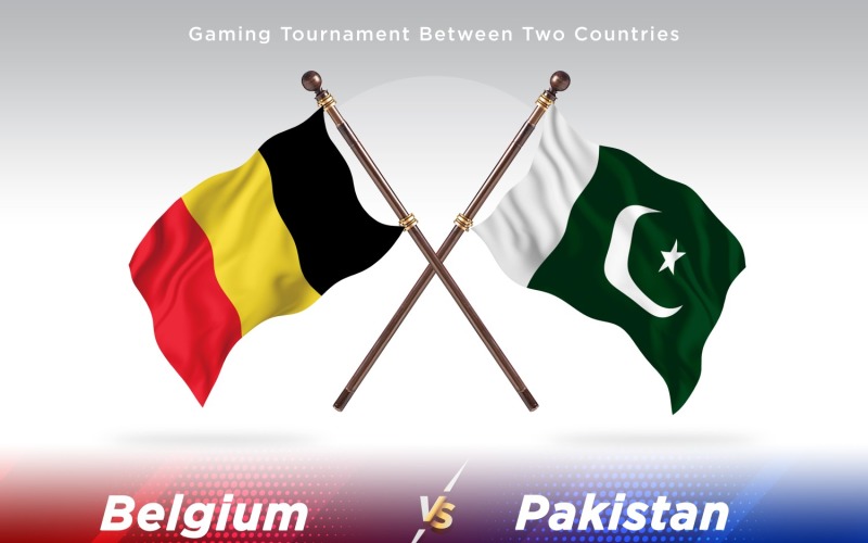 Belgium versus Pakistan Two Flags Illustration
