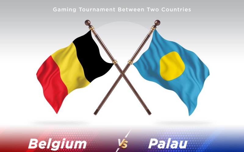 Belgium versus Palau Two Flags Illustration