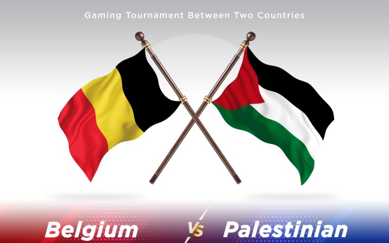 Belgium versus Palestinian Two Flags Illustration