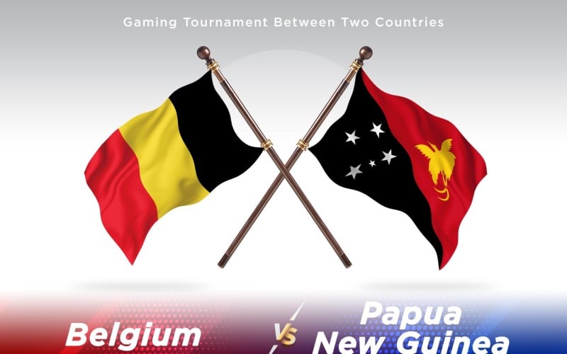 Belgium versus Papua new guinea Two Flags Illustration