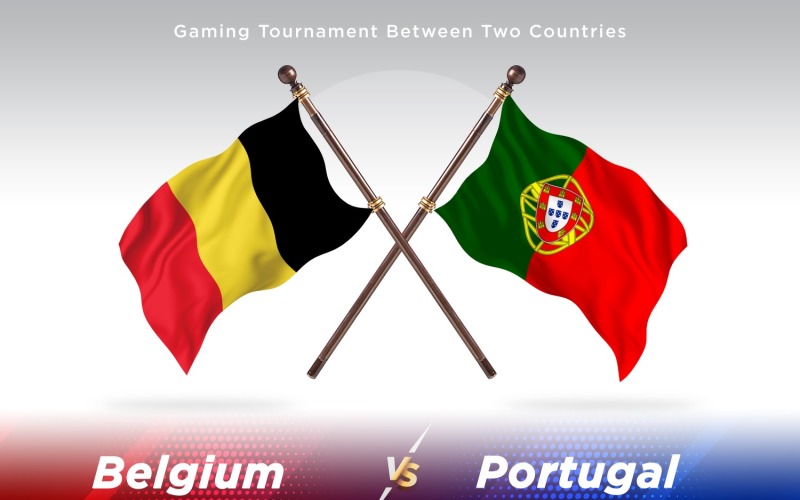 Belgium versus Portugal Two Flags Illustration