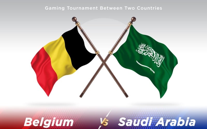 Belgium versus Saudi Arabia Two Flags Illustration