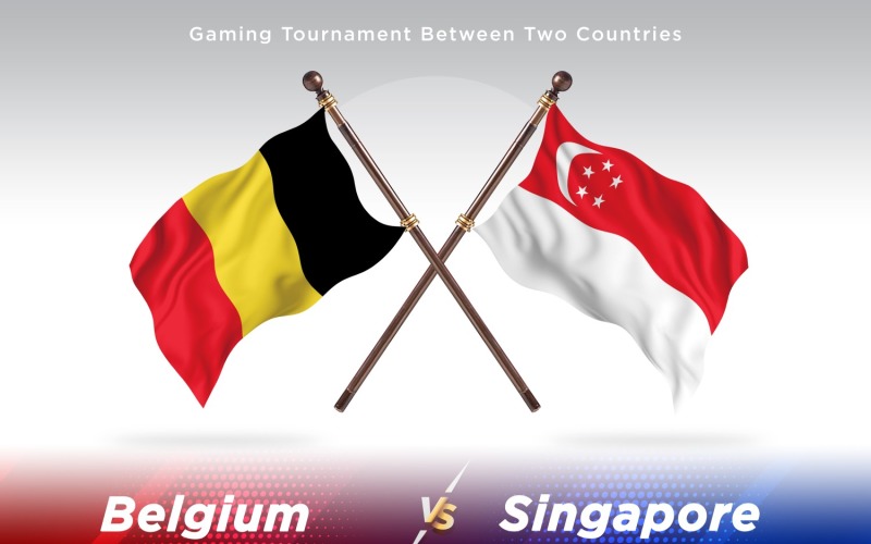 Belgium versus singapore Two Flags Illustration