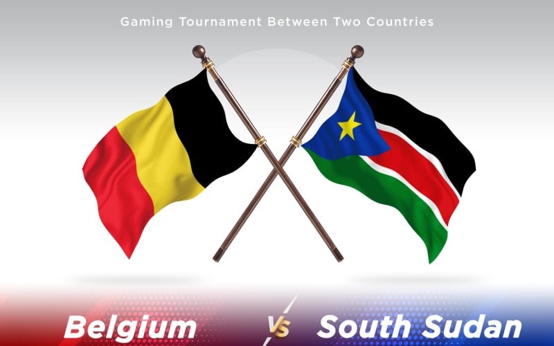Belgium versus south Sudan Two Flags Illustration