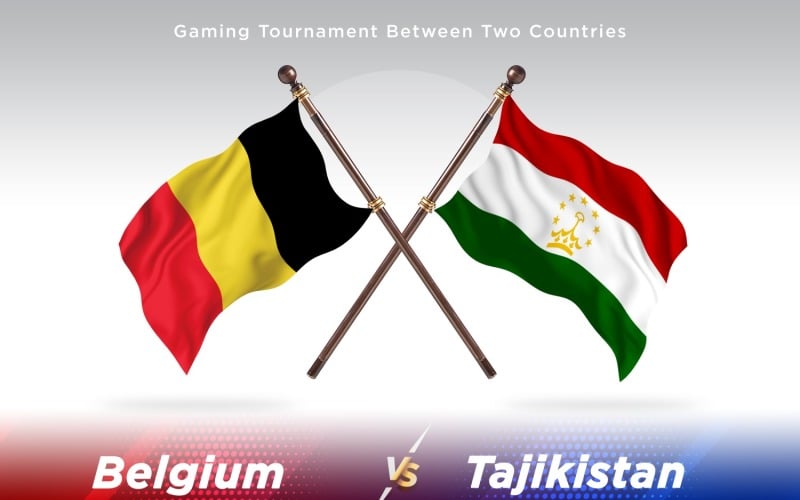 Belgium versus Tajikistan Two Flags Illustration