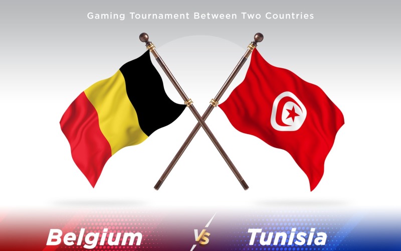 Belgium versus Tunisia Two Flags Illustration