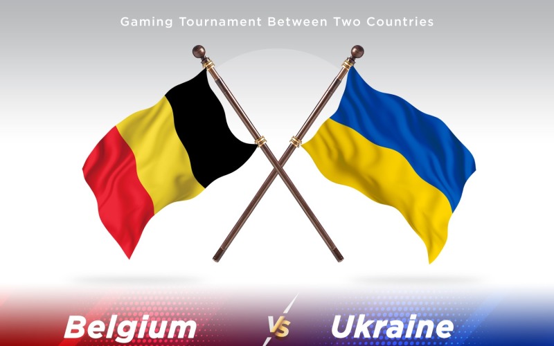 Belgium versus Ukraine Two Flags Illustration