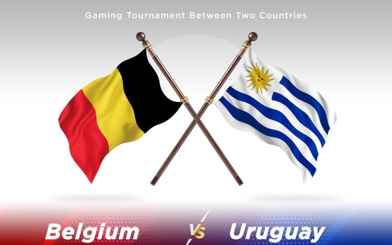 Belgium versus Uruguay Two Flags Illustration