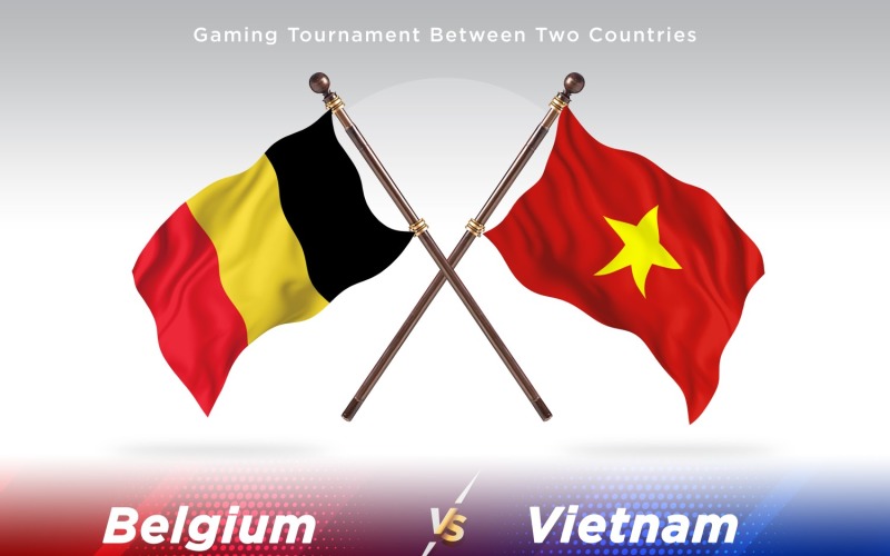 Belgium versus Vietnam Two Flags Illustration