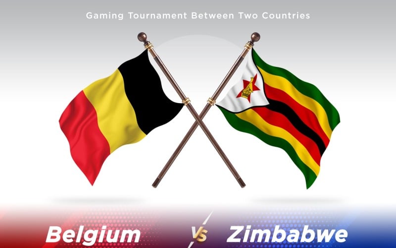 Belgium versus Zimbabwe Two Flags Illustration