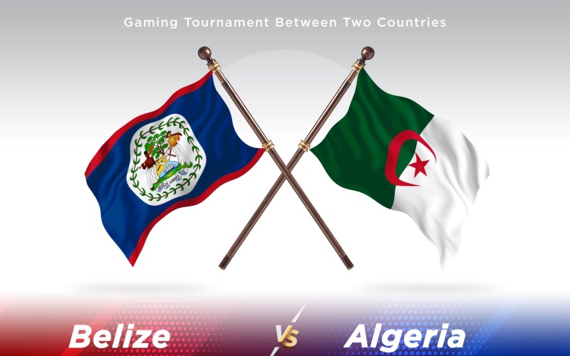 Belize versus Algeria Two Flags Illustration