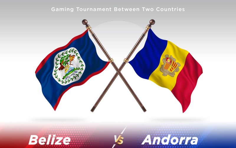 Belize versus Andorra Two Flags Illustration