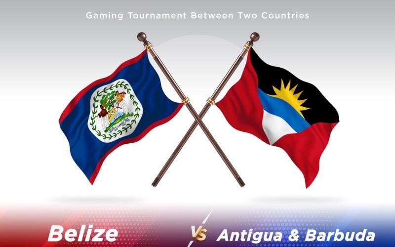 Belize versus Antigua and Barbuda Two Flags Illustration