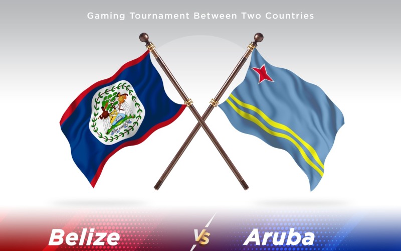 Belize versus Aruba Two Flags Illustration