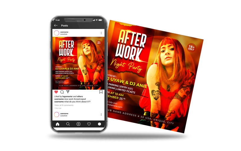 After work night party flyer Social Media