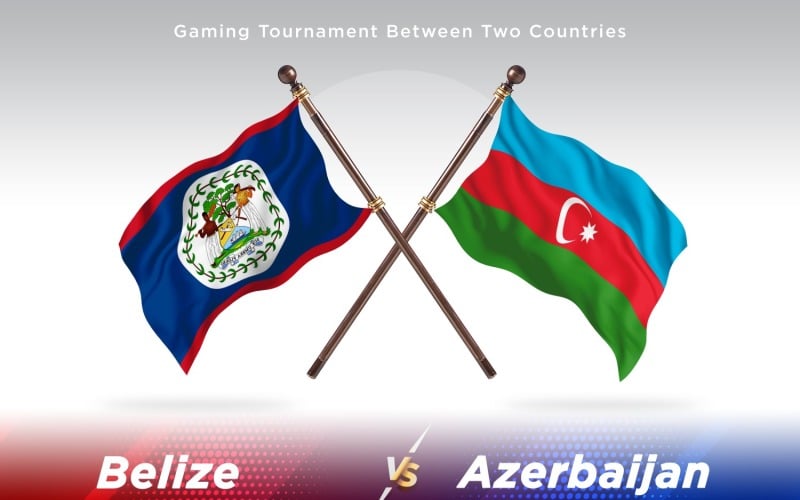 Belize versus Azerbaijan Two Flags Illustration