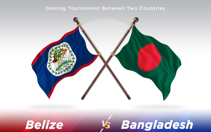 Belize versus Bangladesh Two Flags Illustration