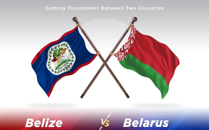 Belize versus Belarus Two Flags Illustration