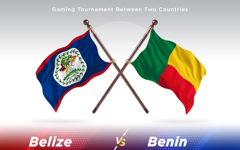 Belize versus Benin Two Flags Illustration