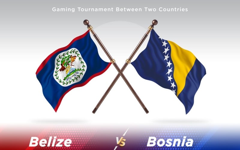 Belize versus Bosnia and Herzegovina Two Flags Illustration