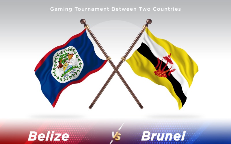 Belize versus Brunei Two Flags Illustration