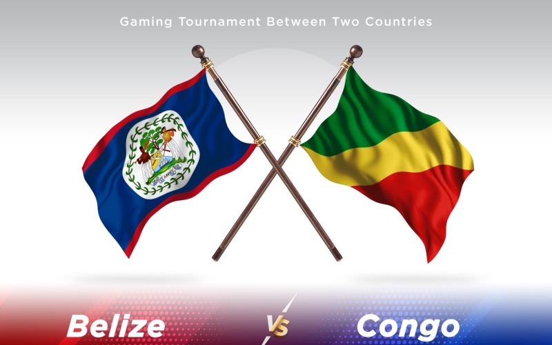 Belize versus Congo Two Flags Illustration