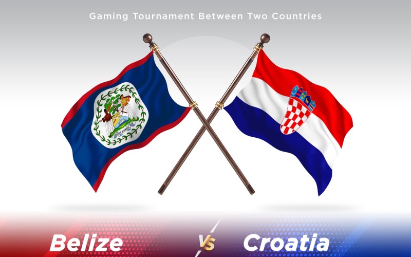 Belize versus Croatia Two Flags Illustration