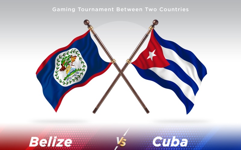 Belize versus Cuba Two Flags Illustration