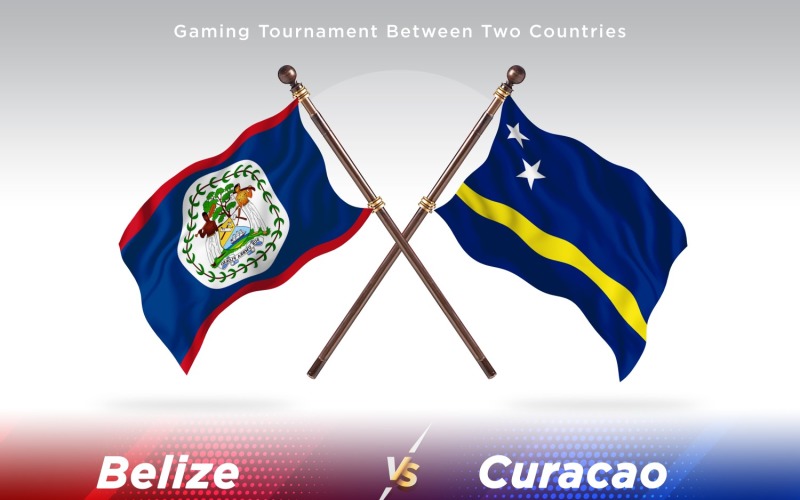 Belize versus curacao Two Flags Illustration