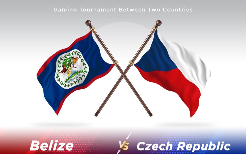 Belize versus Czech republic Two Flags Illustration