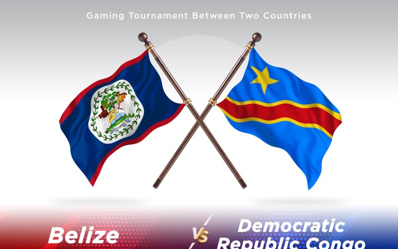 Belize versus democratic republic Congo Two Flags Illustration