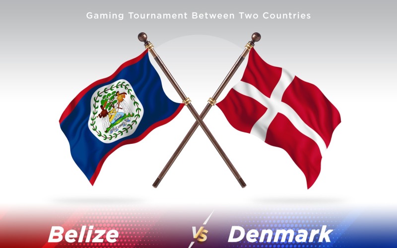 Belize versus Denmark Two Flags Illustration
