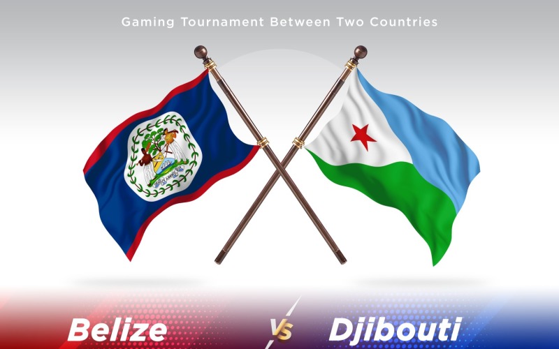 Belize versus Djibouti Two Flags Illustration