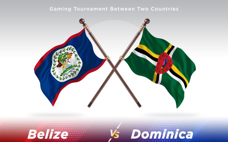 Belize versus Dominica Two Flags Illustration