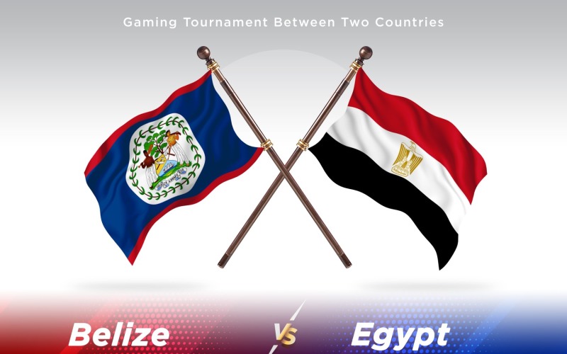 Belize versus Egypt Two Flags Illustration