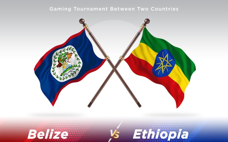 Belize versus Ethiopia Two Flags Illustration
