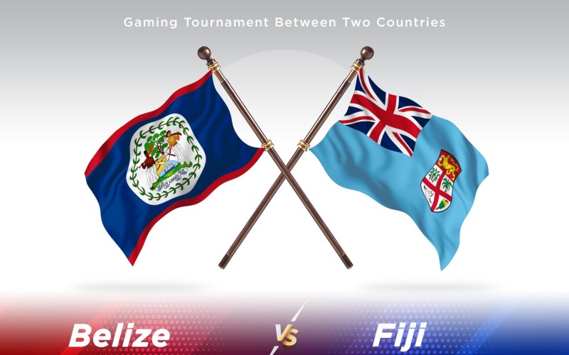 Belize versus Fiji Two Flags Illustration