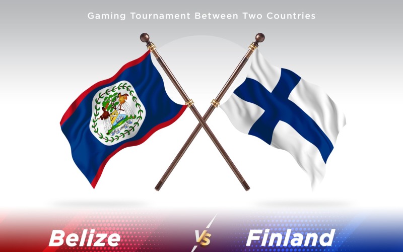 Belize versus Finland Two Flags Illustration