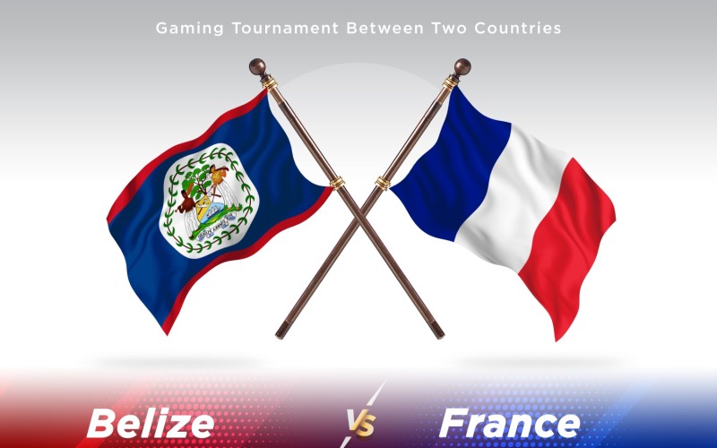 Belize versus France Two Flags Illustration