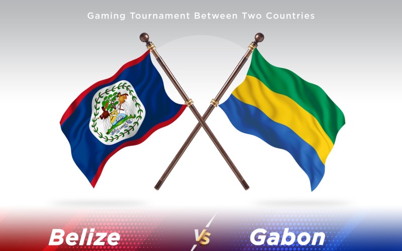 Belize versus Gabon Two Flags Illustration