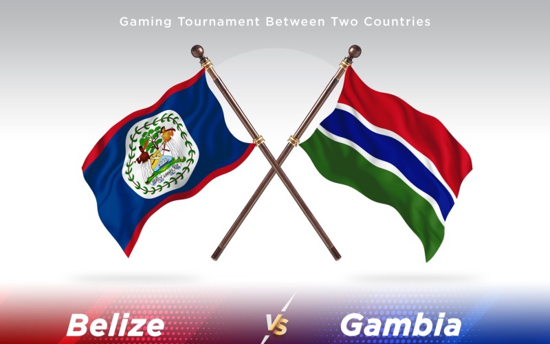 Belize versus Gambia Two Flags Illustration