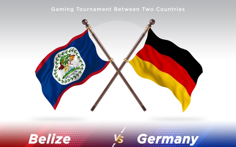 Belize versus Germany Two Flags Illustration
