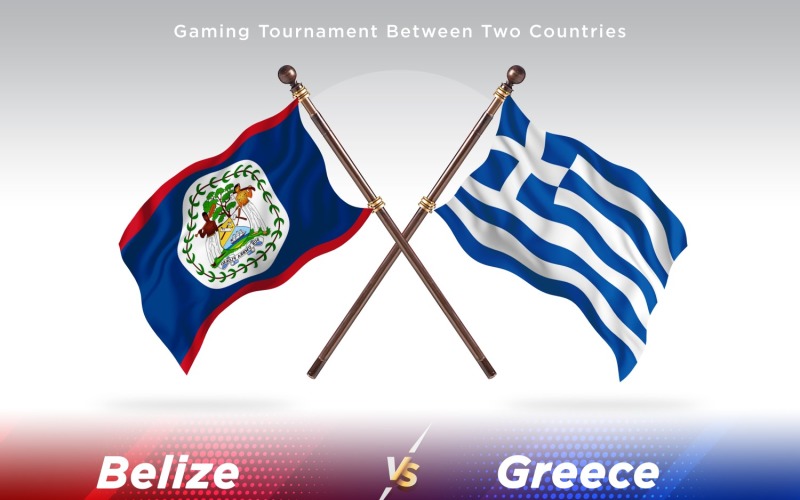Belize versus Greece Two Flags Illustration