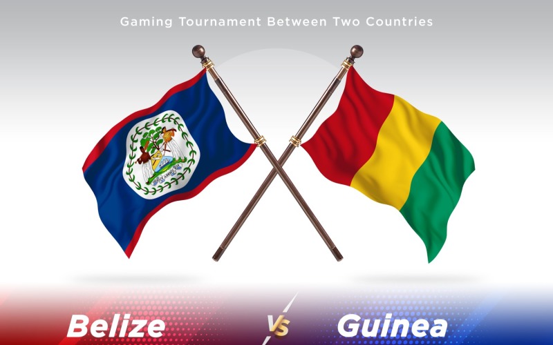 Belize versus Guinea Two Flags Illustration